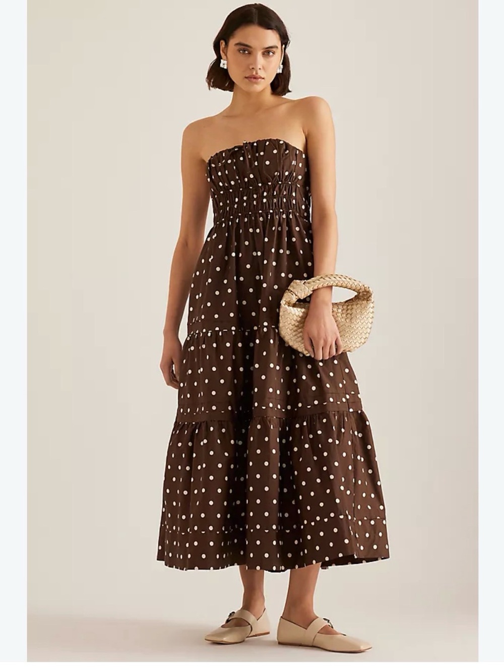 Anthropologie Somerset maxi dress brown polka dot